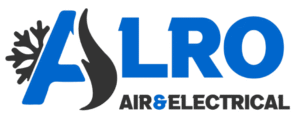 Alro Air & Electrical logo, white outline version