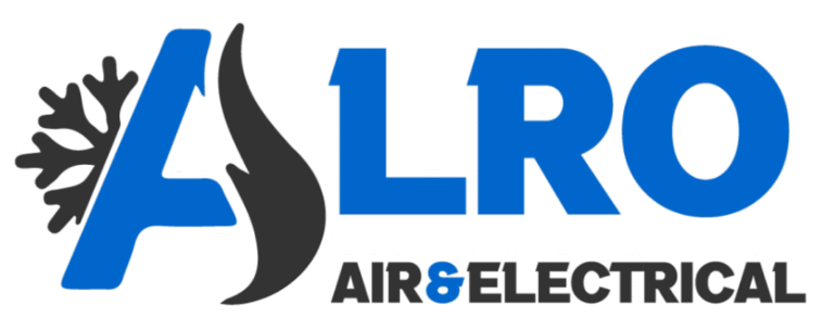 Alro Air & Electrical logo, white outline version